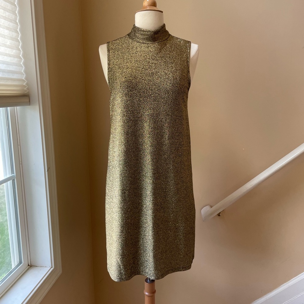 Topshop Metallic gold a-line dress
